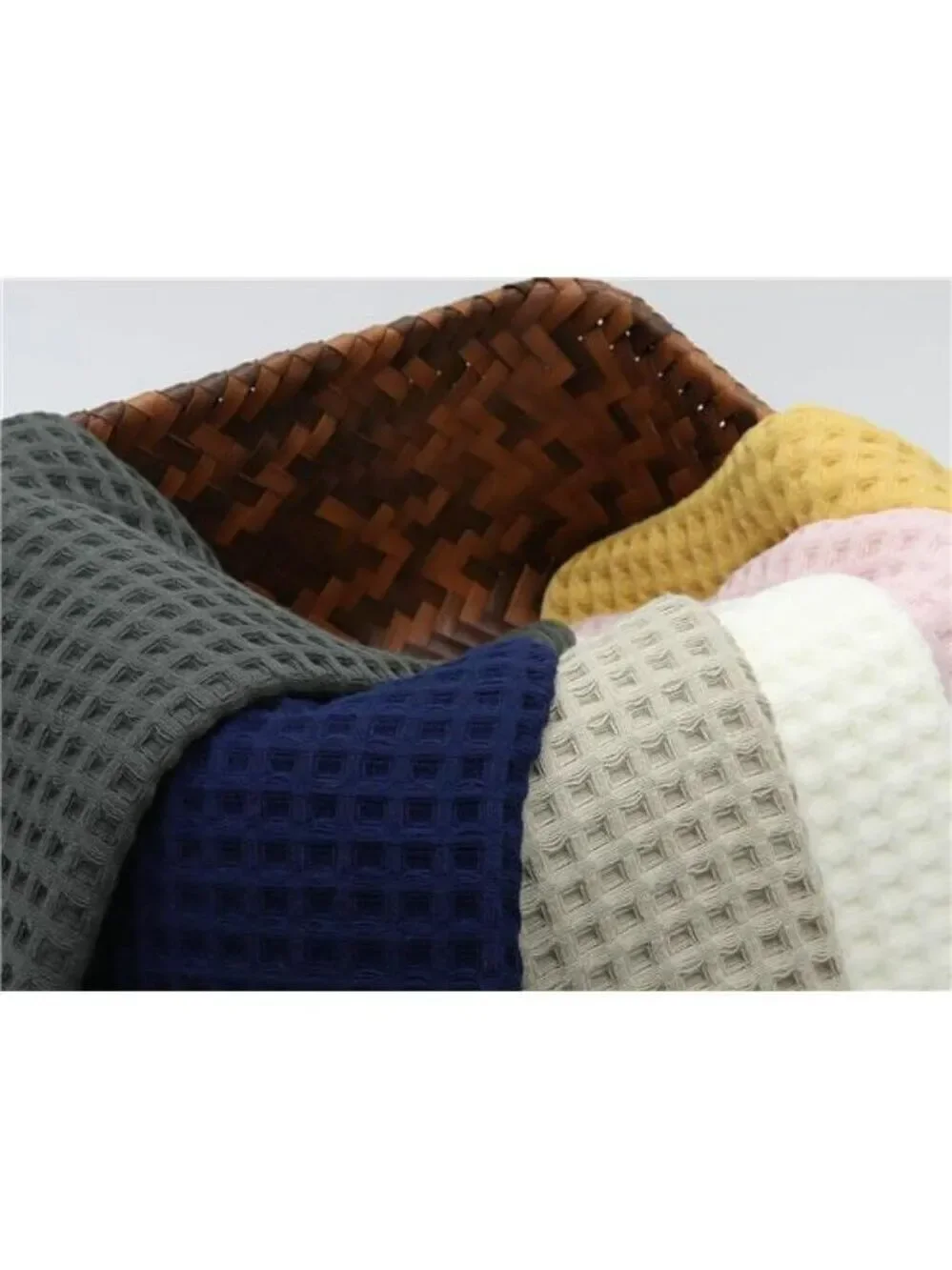 Olive Green Cotton Waffle Hand Towels 3 Pack Quick Dry Absorbent Bathroom Kitche